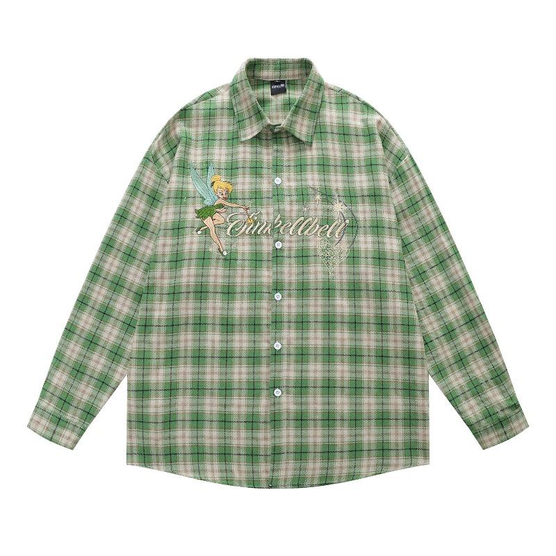 VibeStreet American Retro Plaid Trendy Long-sleeved Shirt Korean Style Fashionable Men Women Vintage Couple Casual Versatile Jacket Chic