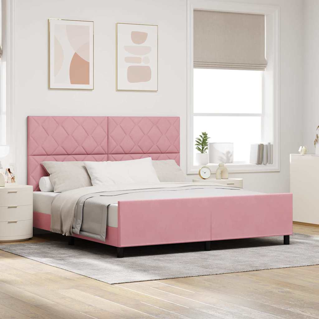 Boxspring Bed with Headboard Pink 180 x 200 cm Velvet