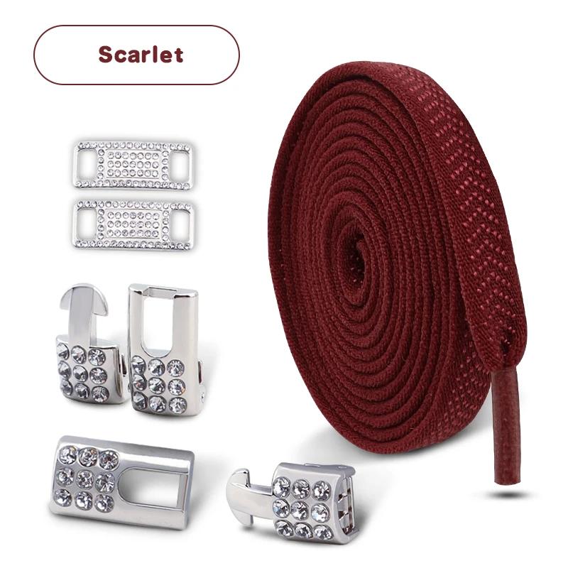 Tennis Silver Diamond Buckle Shoelaces No Tie Shoe Laces Elastic Laces Sneakers Without Ties Flat Shoelace for Shoes Accessories
