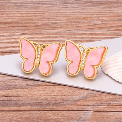 New Design Hot Sale Fashion Luxury 9 Colors Shell Boho Butterfly Stud Earrings for Women Lucky Romantic Anniversary Jewelry