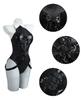Bunny Girl Cosplay Large Size Bunny Suit Bunny Cosplay Costume High Leg Halloween Costume Event Photo Session Black [CR ROLECOS] (XL)