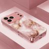 Liquid Marble Glitter Pink Metallic Glass Phone Case For iPhone 11 12 13 14 15 16 17 Pro Max Plus 17Air 16E 7 8 XsMax Back Cover