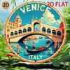 Retro Italy Venice Metal Wall Art 2D Flattened Aluminum Vintage Travel Poster Home Decor Decorative Metal Sign