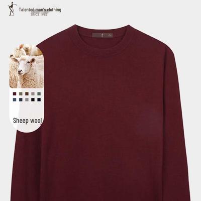 Herren Slim Fit Rundhals Merino Wollpullover