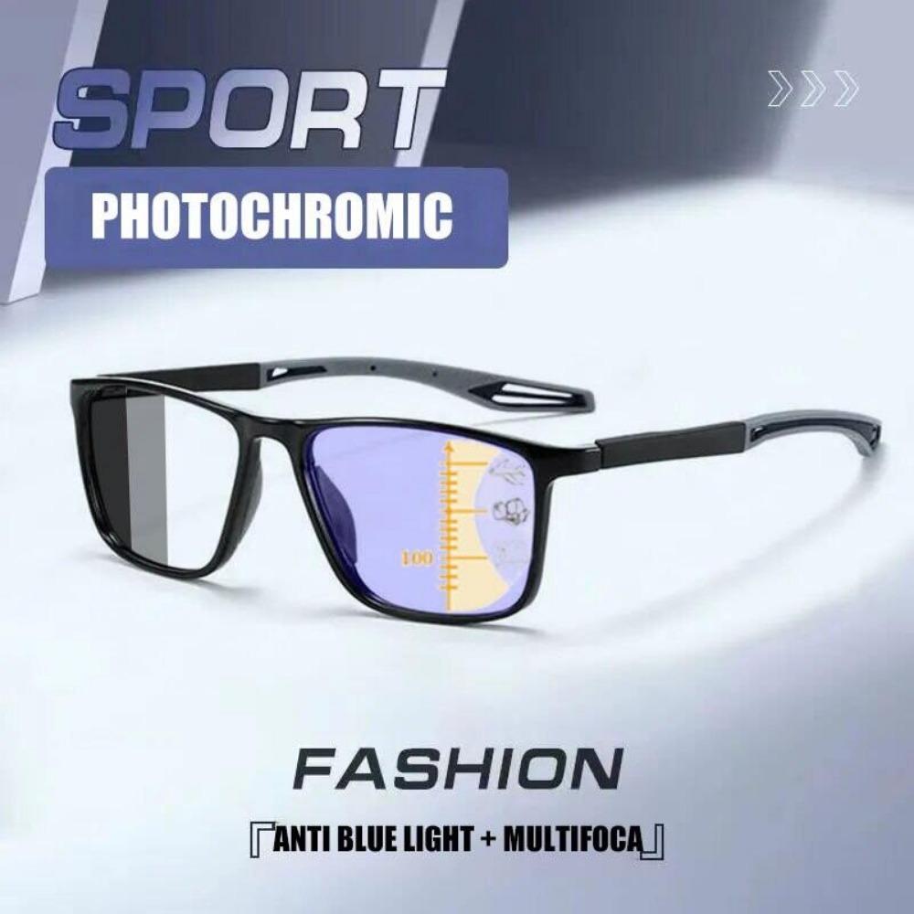 3in1 Pochromic Multifocal Reading Glasses Progressive Look Far And Near Eyeglasses Men Sport TR90 Frame Anti Blue Light Grade