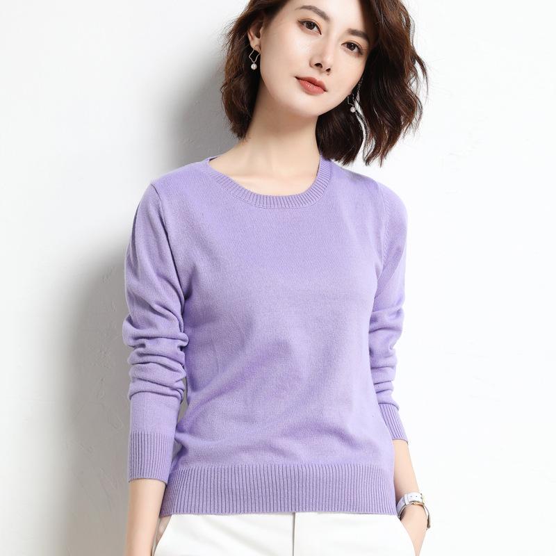 Women's Loose Fit Korean Style Round Neck Pullover Sweater, Versatile Base Layer for Spring and Autumn 2023