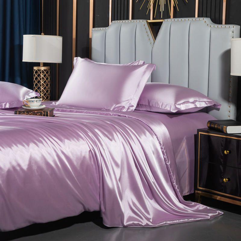 Bedding Set Solid Color Luxury Bedding Kit Rayon Satin Duvet Cover Set Twin Queen King Size Bed Set 4pcs Home Textile