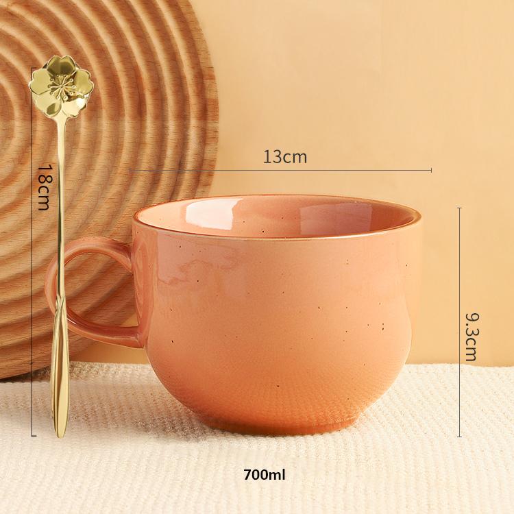 Large Capacity Ceramic Cup Household Girls' Mug Milk Oatmeal Breakfast Cup Microwave Oven Belly Cup