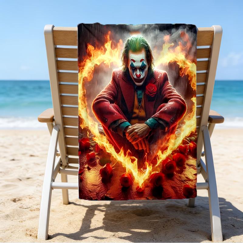 proof beach towel with a Joker pattern - soft,absorbent,quick-drying,machine washable - perfect for swimming,camping,bathing