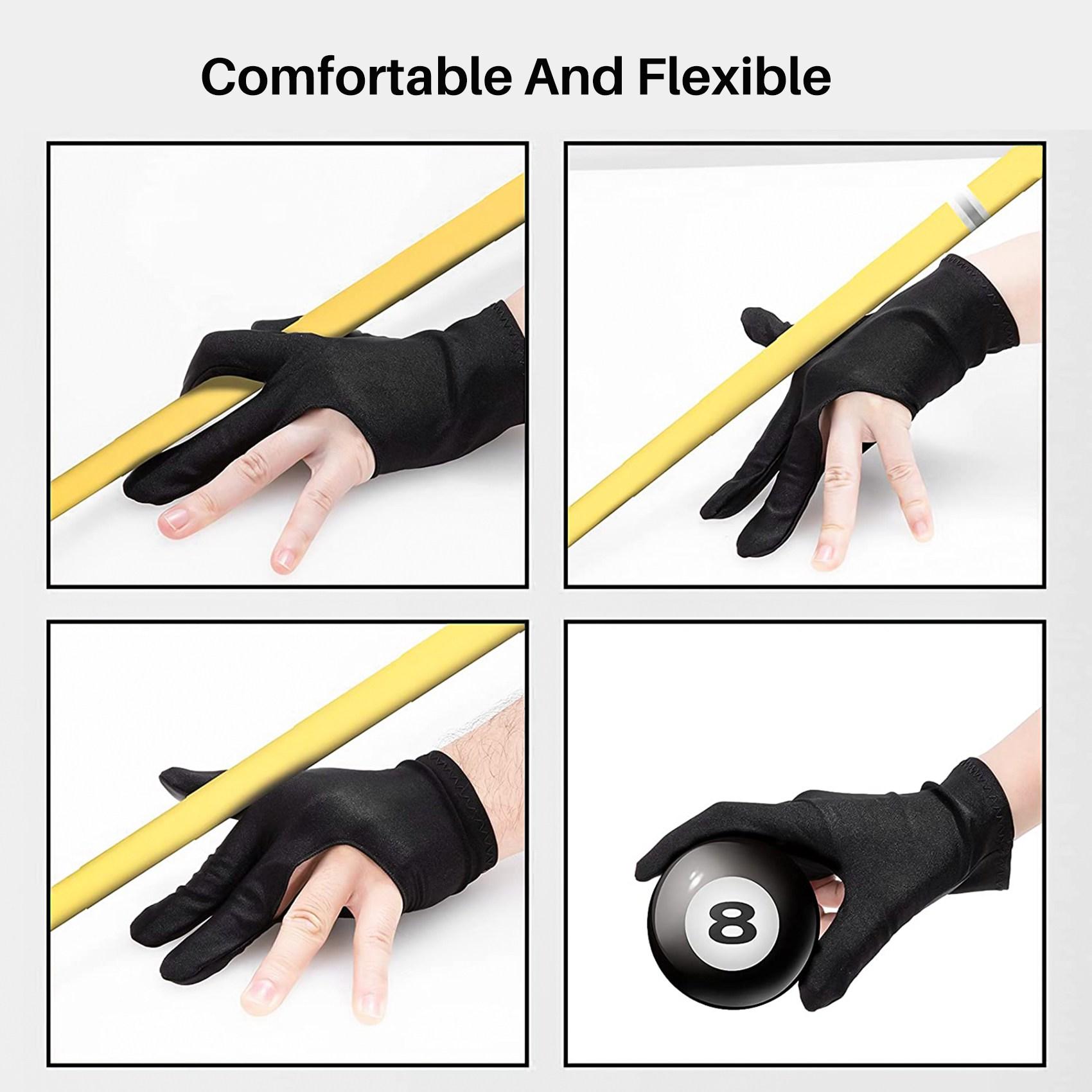 Classy-10Pcs Billiard Gloves 3 Fingers Left And Right Hand Glove Snooker Cue Pool Gloves чёрный