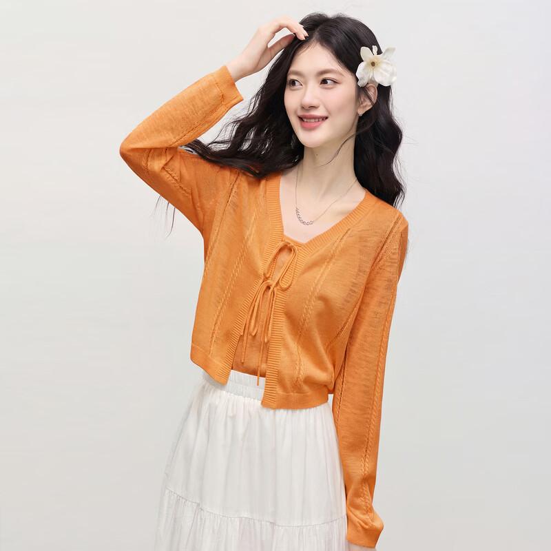 sllsky Women s Bright Dopamine Style Ice Silk Knit Sun Protection Cardigan L