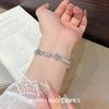 Charm Elegant Plant Female White Blue Zircon Stone Flower Square Bracelet Silver Color Wedding Jewelry For Women