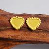 6pcs Stylish Round Heart Cherry Tray Real Gold Plated Stainless Steel Charms For Jewelry Making Bulk Glue On Flat Bails Pendants