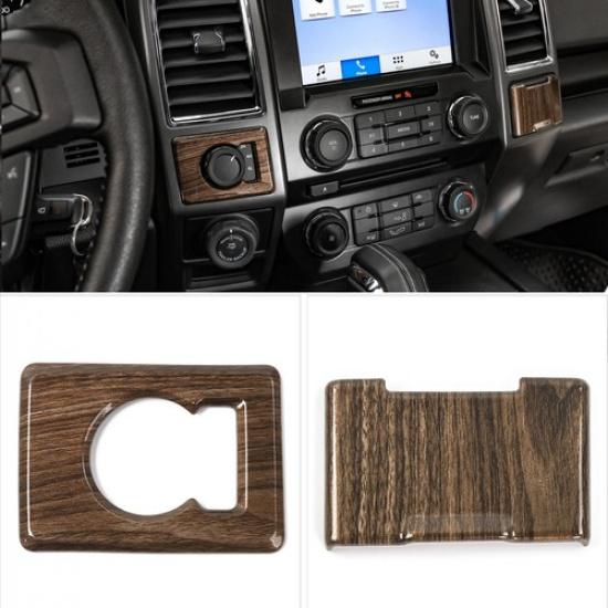 Four Wheel Drive Switch Knob Cover & Power Socket Cover Trim For Ford F150 2015+