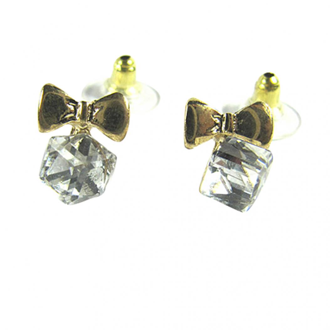 

Женские шикарные серьги-гвоздики с блестящим кубом и стразами, милые висячие серьги белый