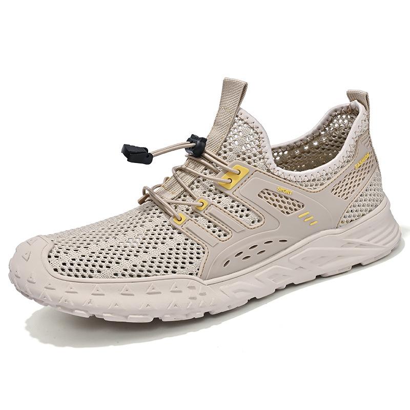Mesh shoes men's 2025 summer new hollow lightweight breathable men's shoes one pedal soft sole outdoor sports travel shoes
