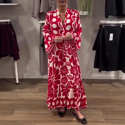 2025 Cross-Border Plus Size European & American Bohemian Print Shirt Dress for Women