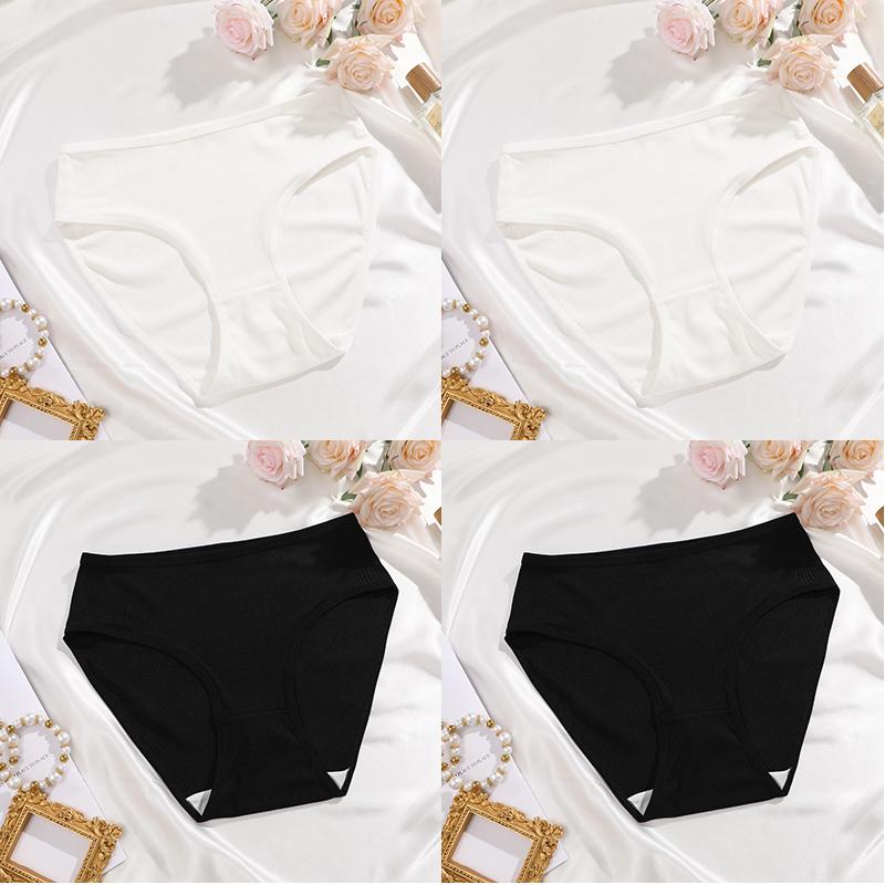 FINETOO 4 Stück/Set Sexy Damen Slips mit mittlerer Taille Sexy Atmungsaktive Unterwäsche Hochelastische Sportslips Mädchen Bequeme Lingerie