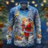 Heren Lange Mouw Shirt Kerstman Kerstboom Kerstcadeau Shirt Streetwear Casual Comfort Slim Fit Overhemden
