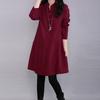 Timeless Vintage Women Long Sleeve Pullover V Neck Tunic Dress For Casual Elegance
