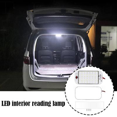 Lampe de lecture intérieure de voiture à panneau lumineux 48 LED 12V-24V Haute luminosité Lumières de cabine pour fourgonnette camion camping-car bateau lumières de camping-car bande