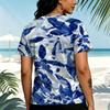 Women's Blue & White Short Sleeve Tee Soft, Lightweight & Comfy, Casual Versatile for Daily & Weekend Wear