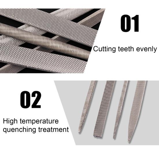 10-teiliges Feilenset, verschleißfest, gute Zähigkeit, Lagerstahl, exquisiter ergonomischer Griff, Nadelfeilen zum Polieren