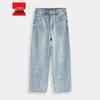 IEF 2025 Summer Korean Style Denim Wide-Leg Pants