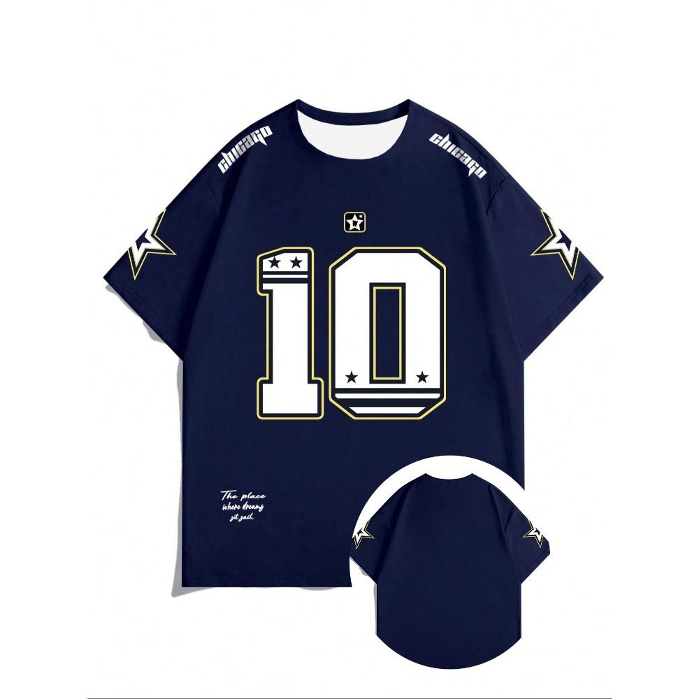 Unisex NO.10 Short Sleeved T-shirt for Sports Daily Casual Unisex Men's Summer Racing