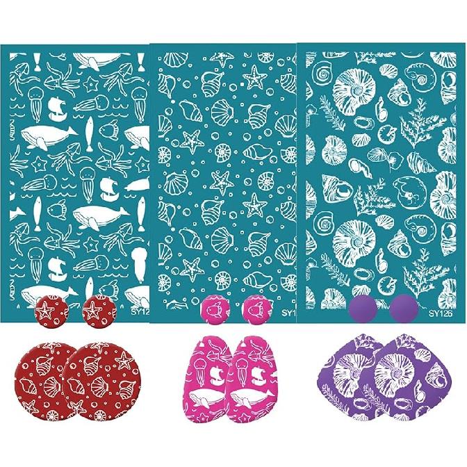Silk Screen Stencil for Clay, Durable Boho Pattern Printing Kit DIY Craft Jewelry, Clay Silk Screen for Earrings Decoration, 3 PCS Each 5.9" X 3.5"