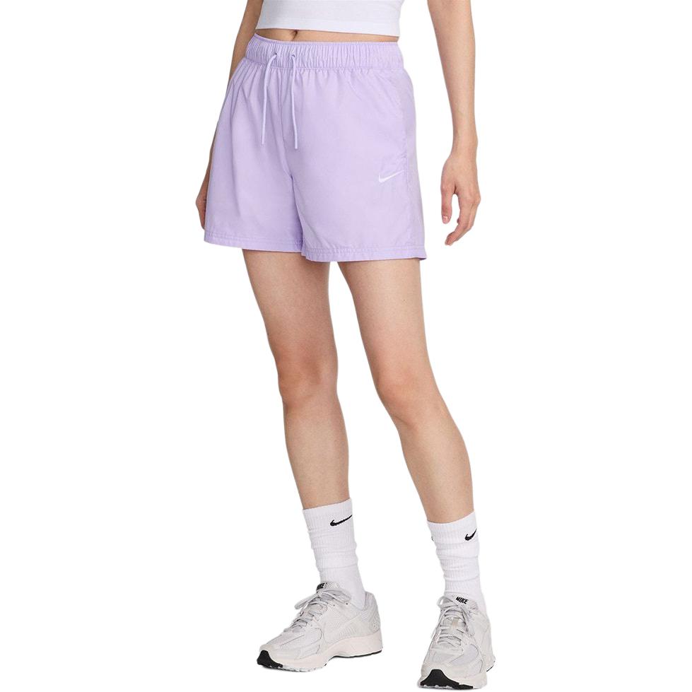 Nike Solid Color Logo Print Drawstring Straight Leg Casual Shorts Women shorts Purple DM6761-511