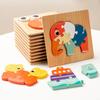 4Pcs Children 3D Wooden Animal Puzzle Kindergarten Early Education Development Stereoscopic Toddlers Toys for 2-3 Year Old Baby