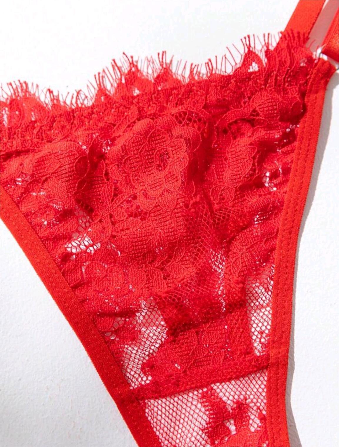 

Бестселлер 2025: Сексуальный кружевной комплект нижнего белья для Европы и Америки Large красный