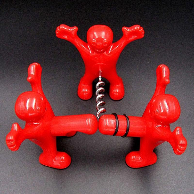 Kitchen Bar Red Fun Happy Man Wine Beer Soda Bottle Novelty Opener Stopper