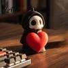 Grim Reaper Hanging Pendant Holding Heart Keychain Charm 3D Printed Gothic Skull Decor with Halloween Party Decoration Ball Chain Backpacks