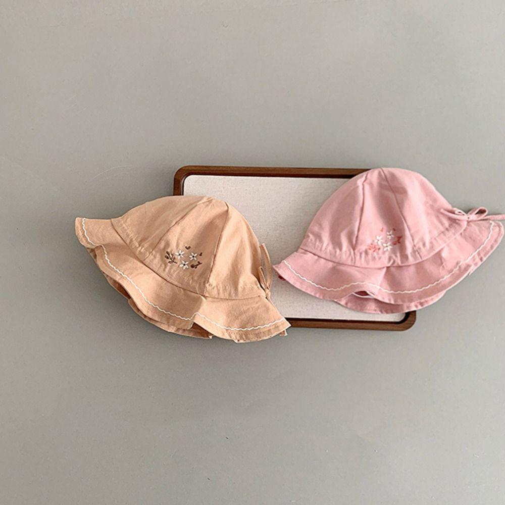 Love Heart Baby Sunhat Pleated Toddle Fisherman Hat Sweet Infant Bucket Hat  Kid