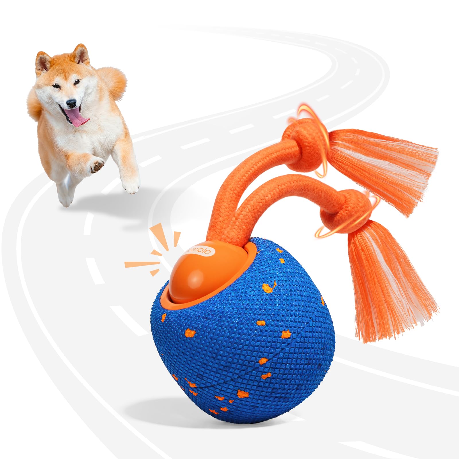 

Cheerble Wicked Ball Rolly Dog Toy, Automatic Moving Ball with Woof-Woof Mode, Rope Included, E-TPU Material, USB Rechargeable, 3 Play Modes, Sound Un