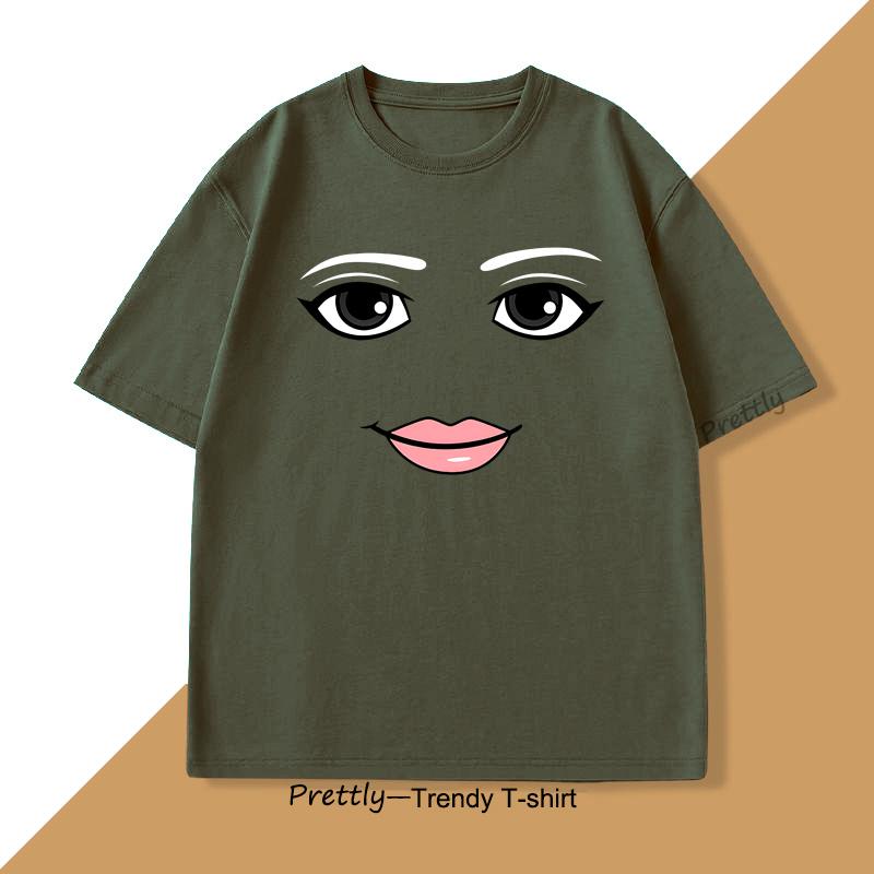 Neuheit Robloxs Frau Gesicht Spiel Meme T-Shirt Männer Frauen Baumwolle Rundhals Kurzarm Druck T-Shirt Herrenbekleidung Sommer Oberteil T-Shirt
