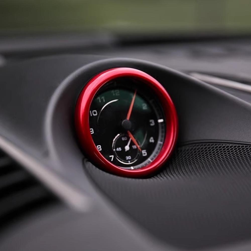 Aluminium Alloy Car Clock Decoration Ring Stopwatch Compass Stopwatch Sticker Trim For Porsche Cayenne Macan Panamera 911 718
