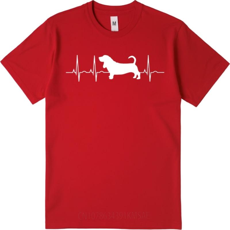 Funny tshirt Street Wear Men Oneck tshirt Casual Dachshund Heartbeat Silhouette Design Minimalist Teeshirt Teenagers Tee shirt S