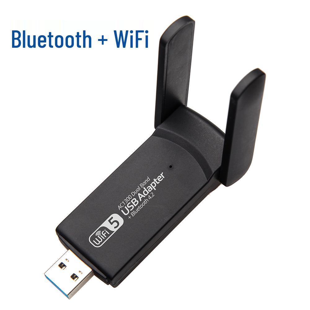 Dual-Band USB 3.0 Wireless Network Card with Bluetooth 4.2, 1300M Gigabit WiFi Receiver & Transmitter