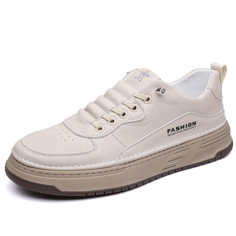 2024 Autumn New Men's Handmade Online Casual Leather Shoes Men's Sports Style Versatile Board Shoes White Shoes Men's 1931