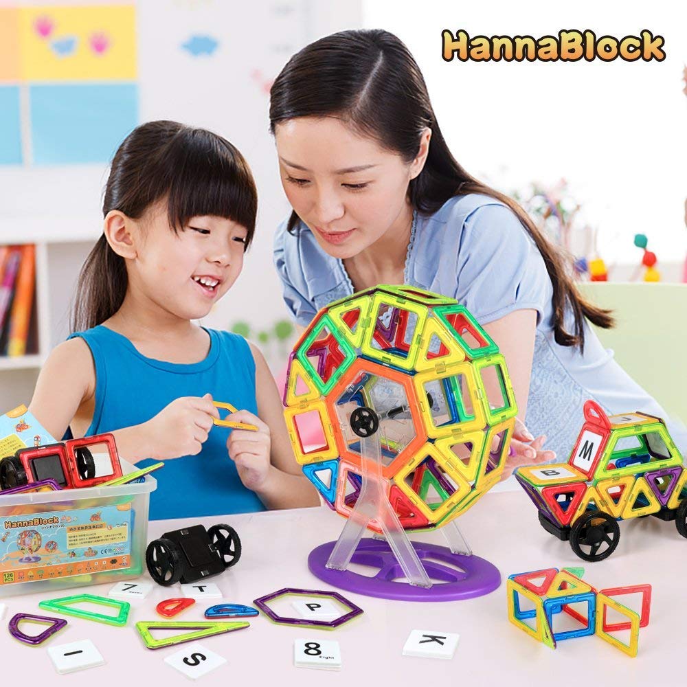 HannaBlock 135 Pcs Magnetic Blocks Magnetic Blocks Magnetic Toys Magnetic Toys Educational Toys Children Boys Girls Building Blocks Toys