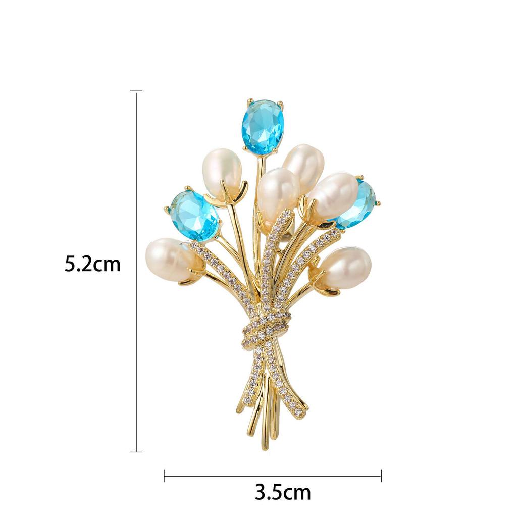 Snowflake & Butterfly Zircon Brooch with Freshwater Pearl for Women's Korean Style Suit Coat