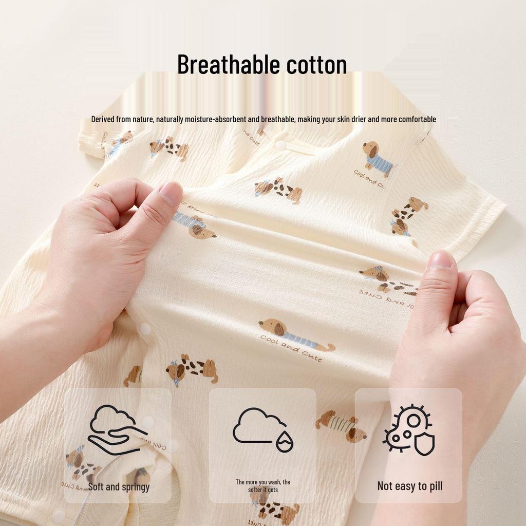 Newborn Baby Cotton Butterfly Romper Pajamas - Summer Thin Monk Suit
