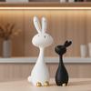 2Pcs Festives Resin Rabbit Ornaments for Easter Home Decors Spring Holiday Animal Figurine for Gift Giving and Decoration