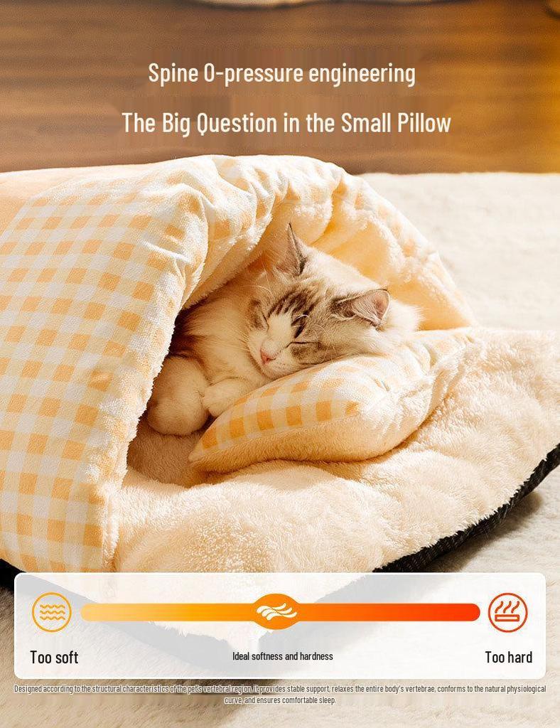 Ζεστό Κρεβάτι για Γάτες & Σκύλους: Χοντρός χαριτωμένος υπνόσακος για φθινόπωρο/χειμώνα, ζεστός, κλειστό στρώμα για κατοικίδιο.