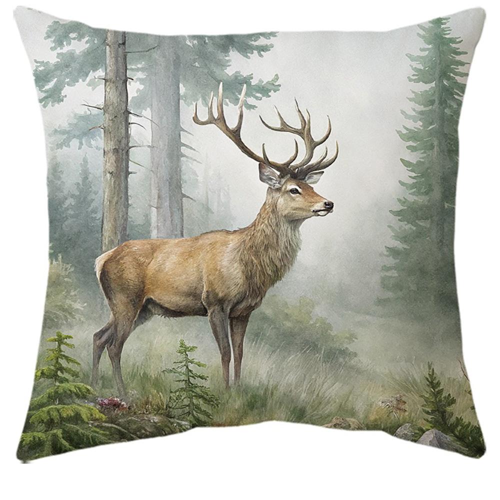 Wildlife-Printed Decorative Pillowcases: Fox, Bear, Deer, and Rabbit Designs Sofa cushion cover home room decoration