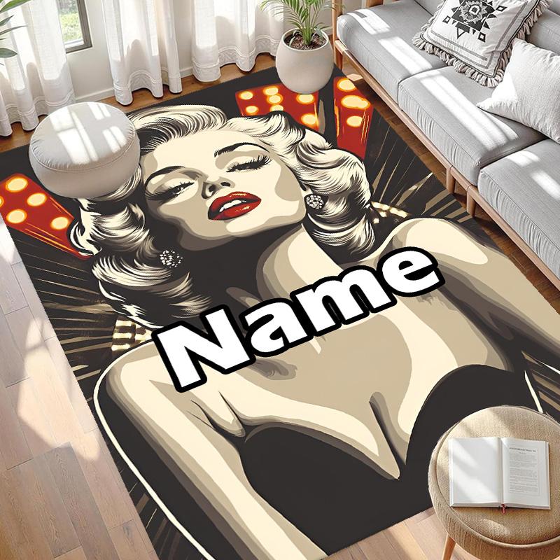 Custom Name Personalized Marilyn Monroe Print Carpet, Versatile Home Decor Rug, for Playroom, Apartment, Balcony, Entryway, Hallway Gift