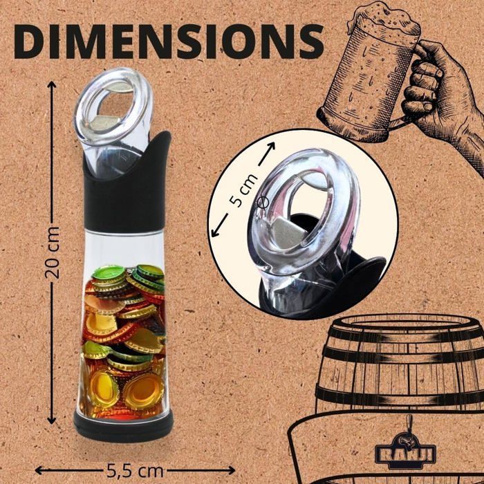 Décapsuleur - RANJI - Avec Récipient Intégré - Écoresponsable - Compact - Idéal pour Cadeau